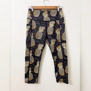 Constantly Varied Gear Pineapple Print Leggings - Black and Gold